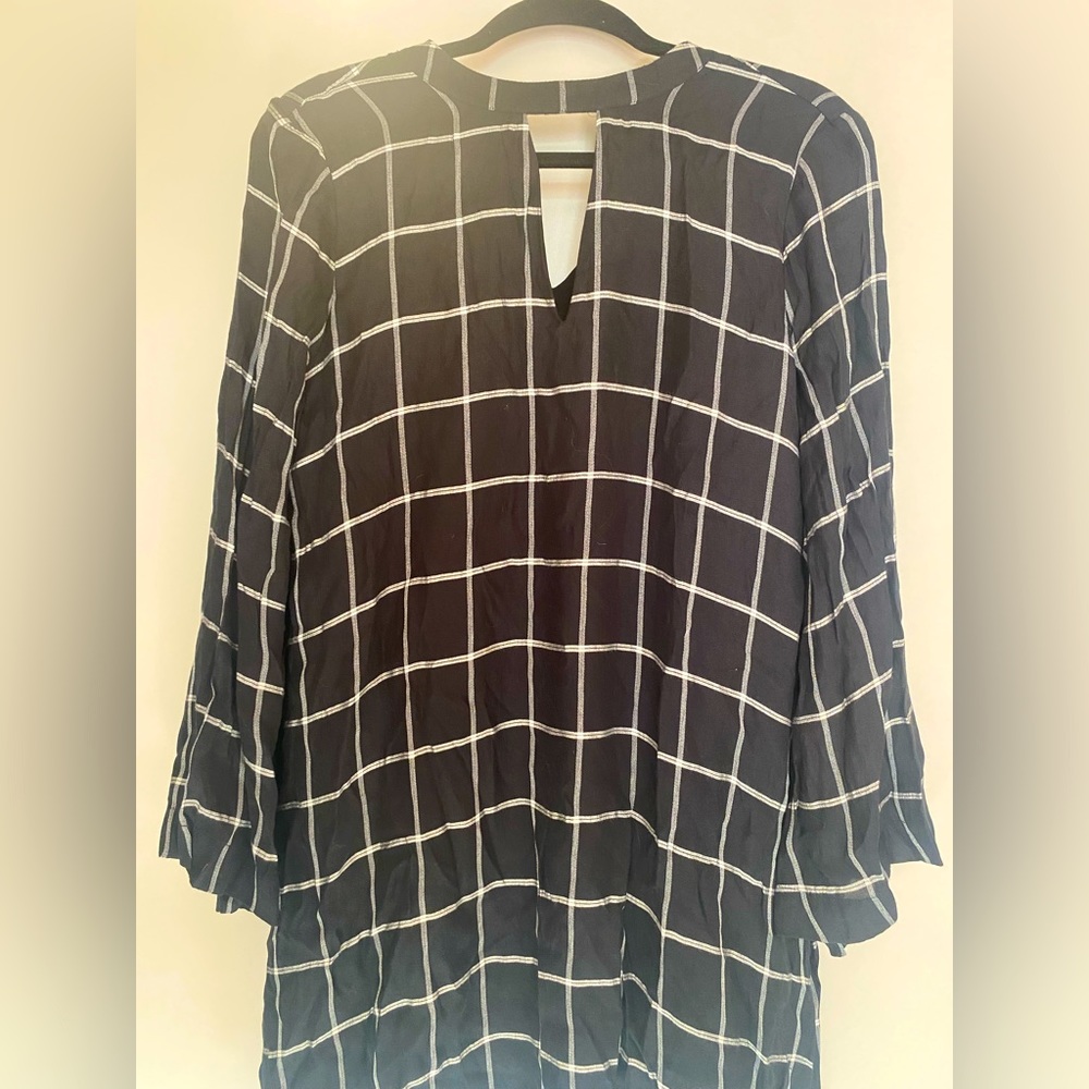Loft Keyhole Sleeved Striped Swing Dress